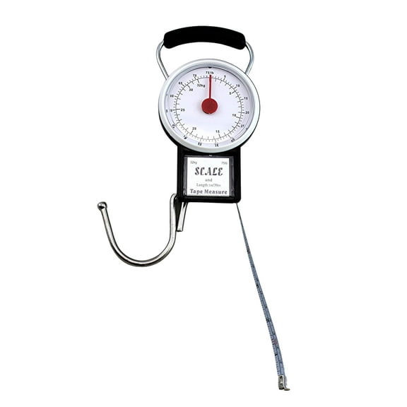 Manual Luggage Baggage Scale with Tape Measure with Dial Analog Display Travel Size Portable Take Along