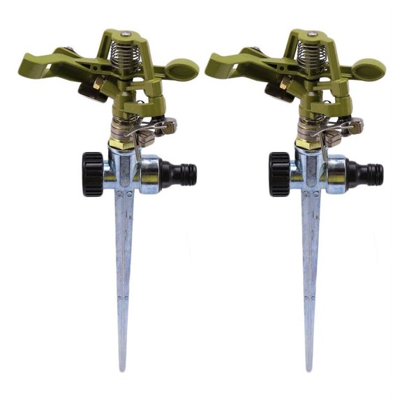 2X 360 Degree Rotary Irrigation Sprayer Sprinkler for Lawn Garden Yard Golf Grass Metal Impulse Spike Hose Sprinkler