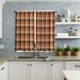 thumbnail image 3 of Red Plaid Window Curtains 63 Inch Length, Farmhouse Rustic Brown Beige Checkered Rod Pocket Window Treatment Kitchen Drapes for Bedroom, Cafe, Living Room, 2 Panels, 42 W x 63 L, 3 of 4