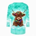 thumbnail image 5 of CLOISE Womens Tops 3/4 Sleeve Plus Size Christmas Cow Crew Neck Pullover Tee Shirts Slim Festive Holiday Photos Clothing XL, 5 of 5