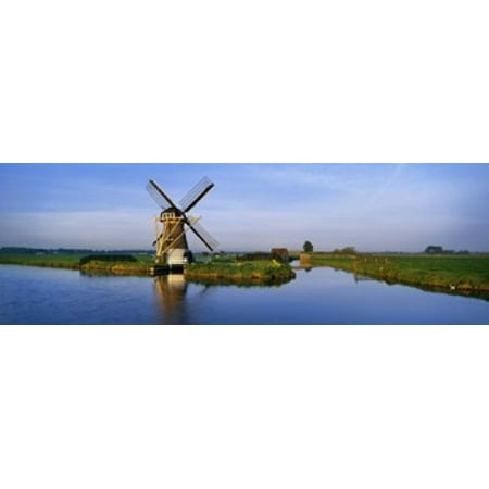 Traditional Windmill On The Waterfront Netherlands Canvas Art - Panoramic Images (18 x (Best Windmills In Netherlands)