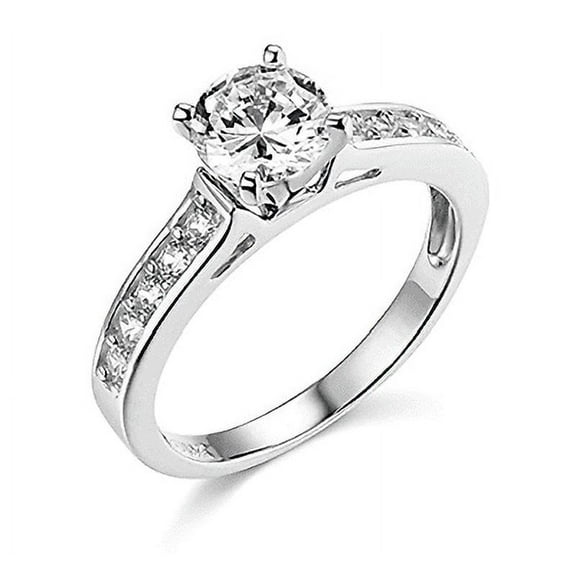 1.75 Ct Round Cut Engagement Wedding Ring Cathedral Setting Solid 14K White Gold