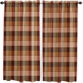 thumbnail image 2 of Red Plaid Window Curtains 63 Inch Length, Farmhouse Rustic Brown Beige Checkered Rod Pocket Window Treatment Kitchen Drapes for Bedroom, Cafe, Living Room, 2 Panels, 42 W x 63 L, 2 of 4