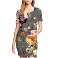 thumbnail image 1 of ZVAVZ Robes de Vacances Grande Taille pour Femmes, Robe de Soleil à Manches Courtes et Col Rond Fleurie Décontractée Extensible pour Grossesse, Chemise de Nuit d'Allaitement Grande Taille Multicolore, P, 1 of 6