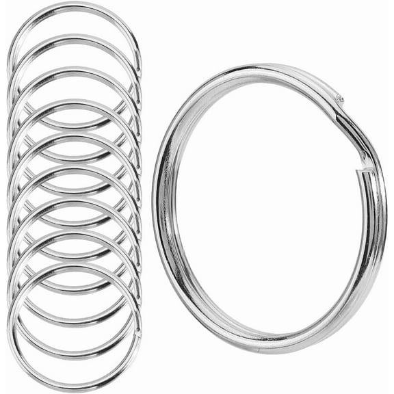 1 Box 60Pcs Metal Split Key Rings Flat Keychain Rings 1 Inch Iron Round Circle Silver Open Double Loop Keyrings Clips Findings for Home Car Keys Keychains Crafts Organization Accessories