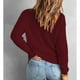 thumbnail image 4 of Suéter de mujer Prendas de punto de manga larga Cuello redondo Top de punto Color puro para Otoño Invierno, 4 of 6