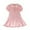 Pink, variant on Girls' Polo Collar Pleated Romper, Soft Stretch Summer Dress with Rainbow Embroidery for Casual Playwear,18-24 Months