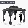 thumbnail image 2 of 12 * 12 FT Hard Top Gazebo, Outdoor Gazebo, Galvanized Steel Double Roof Canopy with Mosquito Net and Curtain, Outdoor Metal Gazebo, for Garden, Patio, Terrace, Party, Deck, Gray, 2 of 6