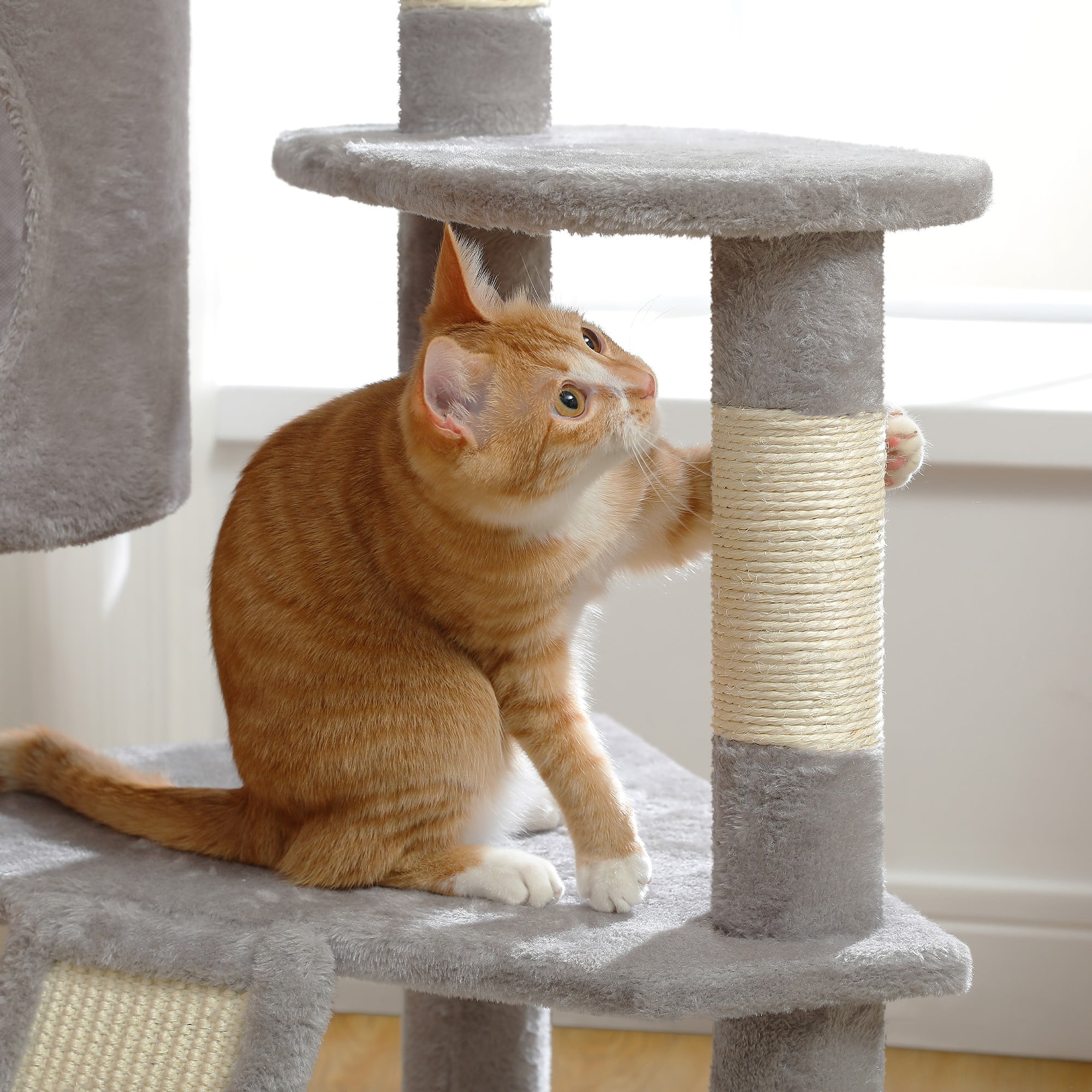 Kadyn 51" Cat Tree Tower for Indoor Cats with Scratching Board, 2 Perches, Multi-Level Cat Condo Furniture for Small and Medium Kittens, Gray