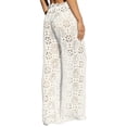 thumbnail image 5 of Womens Crochet Swimsuit Coverup Pants High Waisted Drawstring Sexy Sheer Mesh Knit Wide Leg Beach Pants, 5 of 6