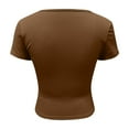 thumbnail image 7 of Women's T-Shirts Slim Fit Button Up Crop Top for Night Out - Stylish Short Sleeve Apparel, 7 of 7