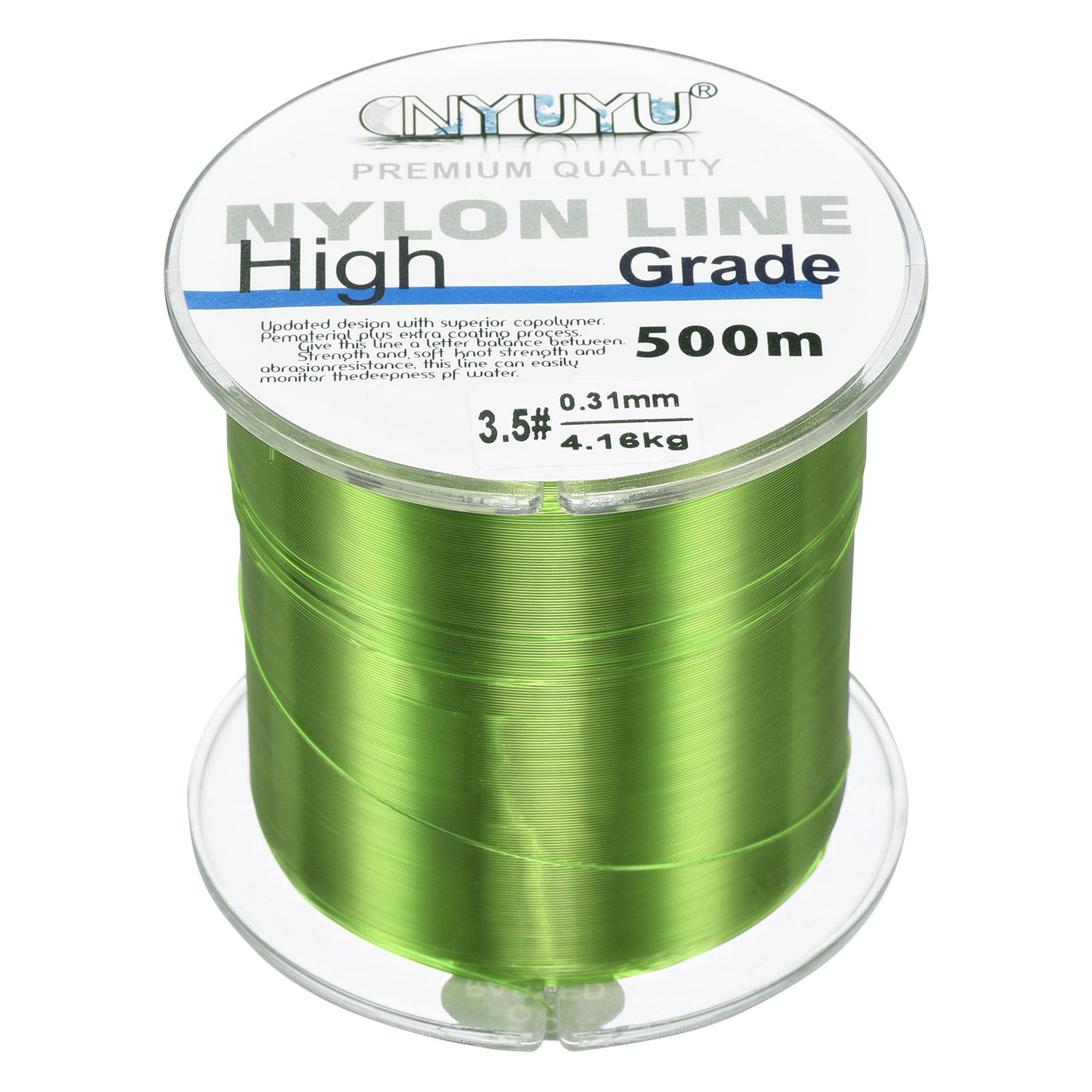 Uxcell 547Yard 10Lb Fluorocarbon Coated Monofilament Nylon Fishing Line Light Green