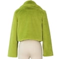 thumbnail image 4 of Women's Oversized Cardigan Sweater Lightweight Trendy Homewear Fluffy Turn-Down Collar Fur Short Loose Classic Sweater Tops Green XXL, 4 of 7