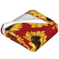 thumbnail image 4 of Bingfone Sunflowers On Red Print Flannel Fleece Blanket Throw Blanket For Bed,Sofa,Couch,Travel,Camping(60"X50"), 4 of 9