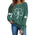 thumbnail image 2 of Tauxra St. Patrick's Day Sweater for Women, Round Neck Long Sleeve Pullover Top with Holiday Print, No Hood, Casual Knit Apparel, 2 of 6