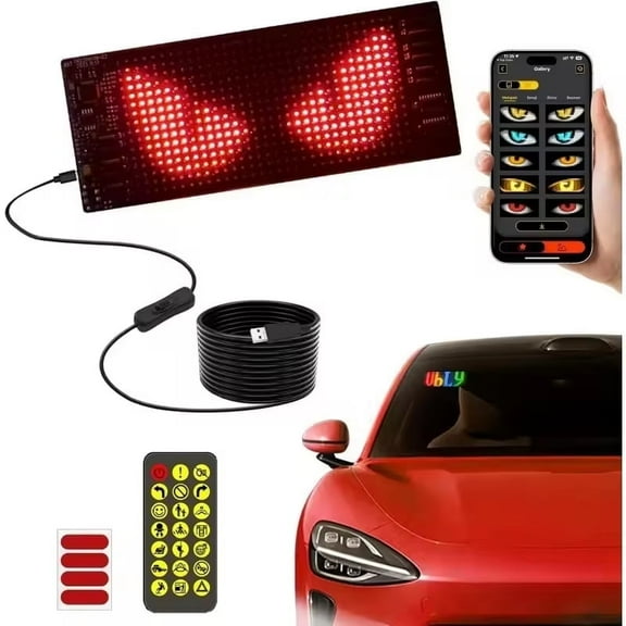 Size 38 * 10cm LED Matrix Panel Sign USB Power Devil's Eye Flexible Screen App Control DIY Programmable Lighting for Car Decor Accessories