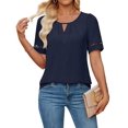 thumbnail image 2 of Women'S Summer Tops Dressy Casual Short Sleeve Blouses Elegant Shirts Royal blue XXL, 2 of 5