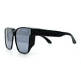 thumbnail image 5 of Polarized Fit Over Retro Rectangle Horn Rim Inset Lens Plastic Sunglasses Shiny Black - Silver Mirror, 5 of 6
