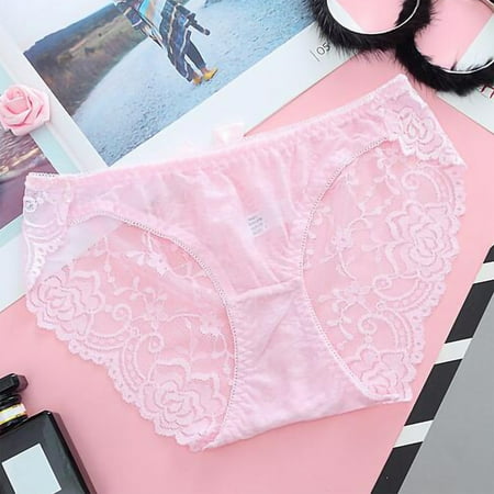 

HWRETIE Women Briefs Panties Pack Women s Sexy Transparent Bow V Open Groin Women s Sexy Underwear Rollbacks Pink One Size