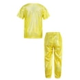 thumbnail image 2 of Zaldita Boys Girls Hip Hop Outfit Tracksuit Kids Shiny Metallic Shirts and Street Pants Bottoms Set Gold 11-12, 2 of 5