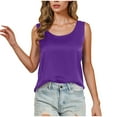 thumbnail image 2 of HOZADOIE Tank Tops for Women Satin Spring Summer Sleeveless Stylish Solid Color Crew Neck Camisole Loose Fit Breathable Daily Casual Wear Versatile Loungewear Tunic Shirts, 2 of 7