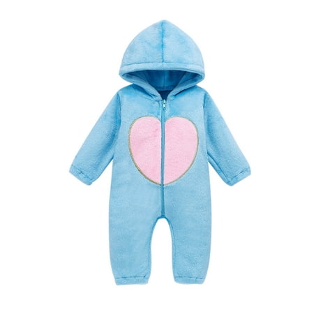 

Meihuida Infant Baby Unisex Romper Heart Patchwork Hooded Long Pants Jumpsuit