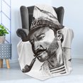 thumbnail image 4 of Vintage Nautical Tattoo Soft Flannel Fleece Blanket, Handsome Seaman Marine Sailor Boatswain Engraved Look Sketch, Cozy Plush for Indoor and Outdoor Use, 50" x 60", Dark Taupe White, by Ambesonne, 4 of 5