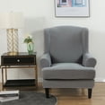 thumbnail image 4 of 2 Piece Stretch Jacquard Wingback Chair Covers Wing Chair Slipcovers Furniture Protector for Living Room, Gray, 4 of 12
