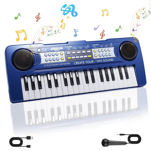 OUTGOO 37 Keys Piano Keyboard for Kids, Portable Music Keyboard Piano, Early Learning Educational Electronic Musical Instruments Toys Gifts for 3 4 5 6 7 8 9 Year Old Boys and Girls