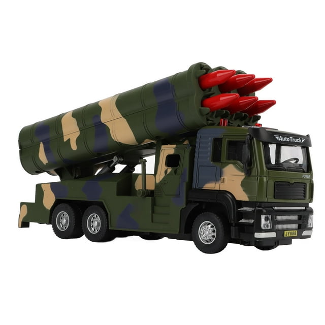 Car Toy, Safe Army Green High Simulation Alloy Pull Back Military Missile Vehicle With Sound And Light For Gifts
