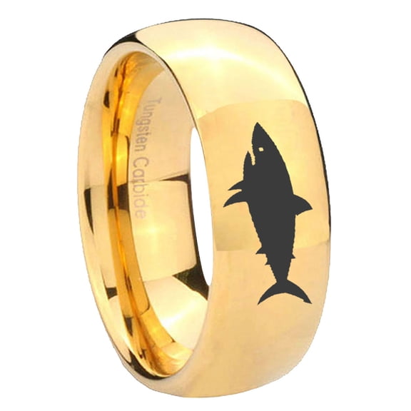 Shark Dome Gold Plated Tungsten Men Ring 10MM