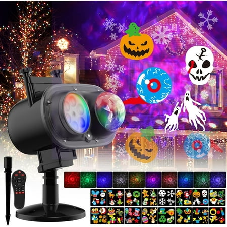 

Outdoor Holiday Lights Projector with Remote Control - 26 HD Effects (3D Ocean Wave & Patterns) for Christmas Xmas Garden Decor