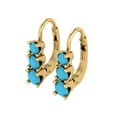 thumbnail image 2 of 14K Solid Gold Lever Back Stud Earrings for Women | 1.06 cttw Round Cut Simulated Turquoise | Yellow Gold, 2 of 5
