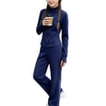 thumbnail image 6 of Husipze Sports Two Piece Yoga Set Girls Straight Leg Elastic Waist Flare Soft Pants and Stretchy Athletic Zipper Jacket Sweatsuit for Kids Navy 7-8 Years, 6 of 9