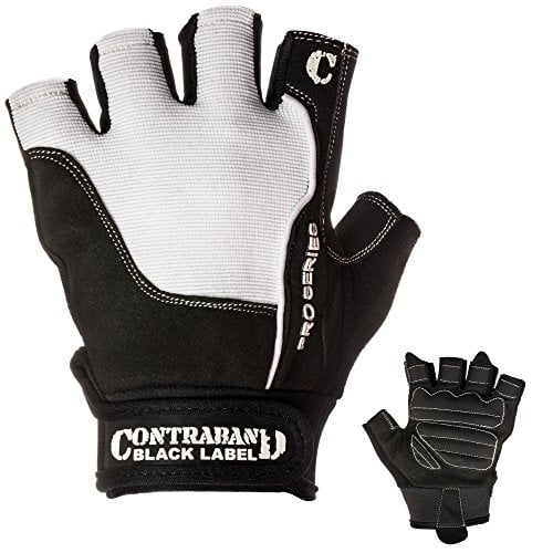 Contraband Black Label 5120 Pro Series Amara Leather Lifting Gloves w/Jar Grip Palm- Durable Light Perfect Classic Lifting Gloves Pair Medium Padded Amara Leather Gym Gloves 
