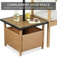 thumbnail image 6 of VibrantEcho Wicker Side Table - Square PE Rattan End Table w/Umbrella Hole & Storage - UV-Resistant Outdoor Furniture for Patio, Poolside (Natural), 6 of 7