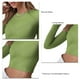 thumbnail image 5 of Slatcetga Camisa de punto para mujer, manga larga, cuello redondo, sin espalda, corte entallado, jersey para mujer, Top corto para citas diarias, vacaciones, verde S, 5 of 6