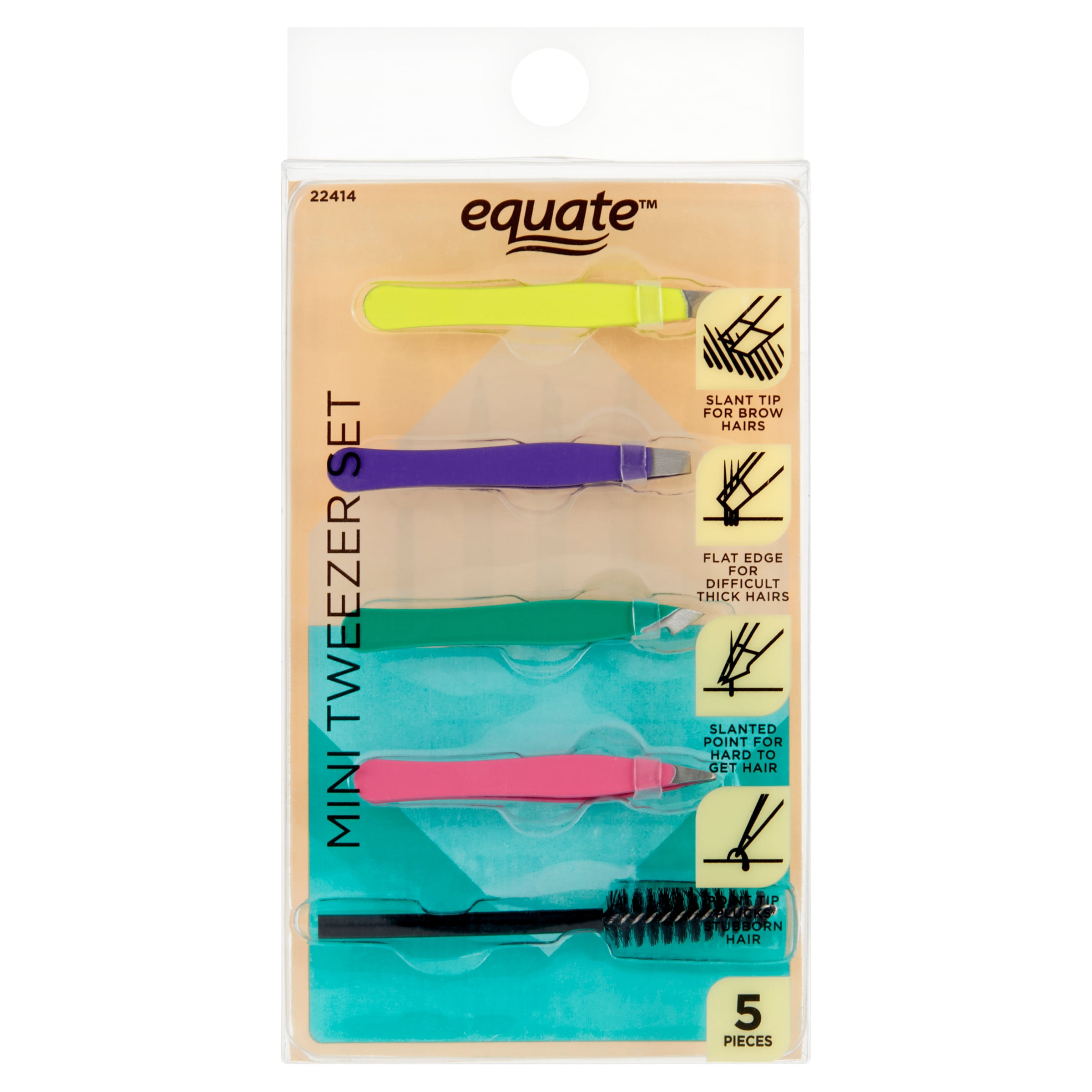Equate Beauty Personal Care Hair Grooming Mini Tweezers Set, 4 Pieces
