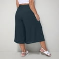 thumbnail image 6 of biudgviw Wide Leg Capri Pants for Women Comfy High Waisted Capris Palazzo Pajama Pants Plus Size Cropped Summer Beach Pants with Pockets, 6 of 7