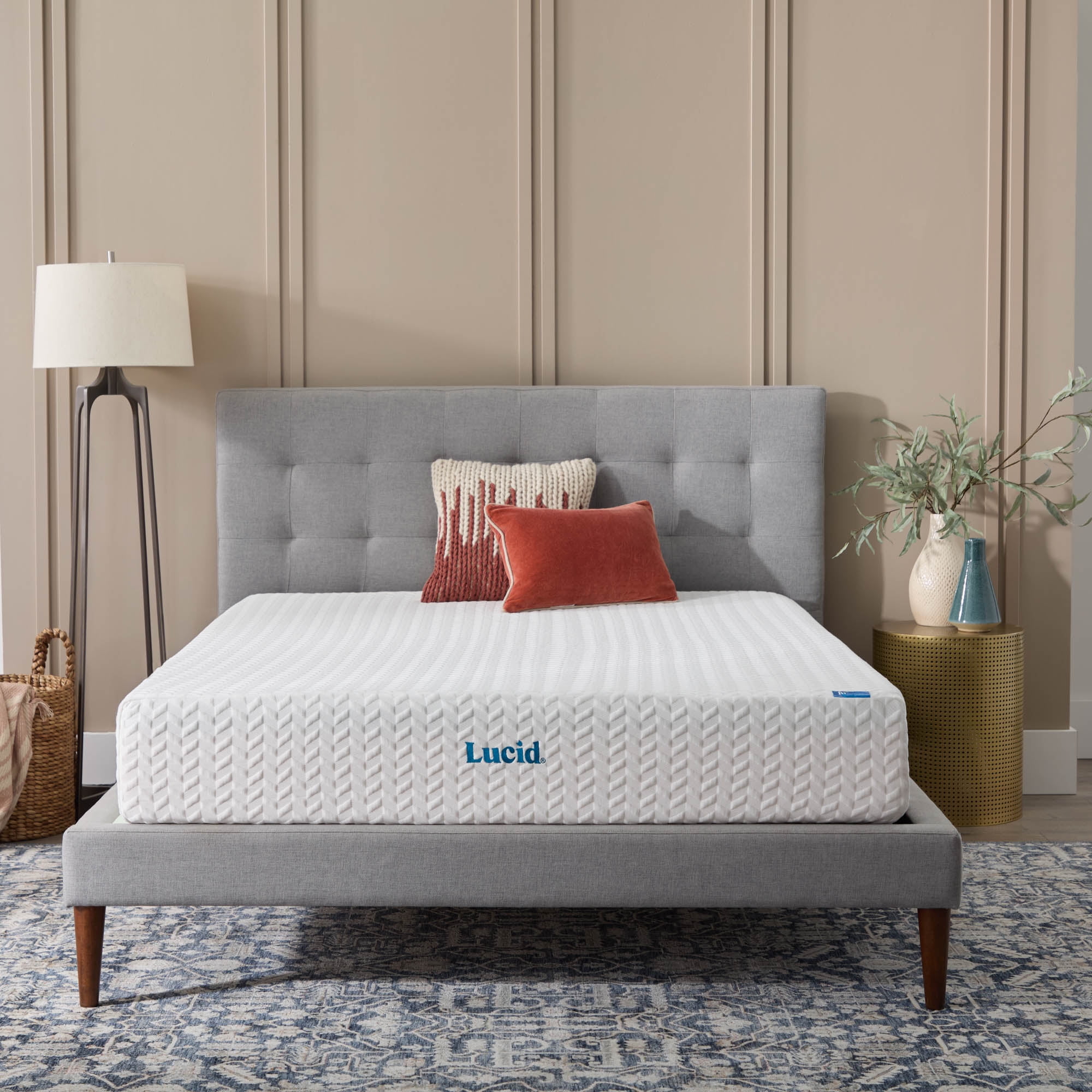 Lucid Refresh 10" Gel Memory Foam Mattress with 14" Platform Bed Frame, Cal King