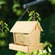 thumbnail image 5 of Fiudx Ofertas flash Artículos en oferta Comedero de madera para pájaros, guía para pájaros al aire libre, suspendido, a prueba de lluvia, alimentador automático de madera para exteriores, balcón, Vil, 5 of 6