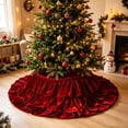 thumbnail image 4 of Christmas Tree Skirt 26.77in Red Satin-Look Double Ruffle Collar, 4 of 6