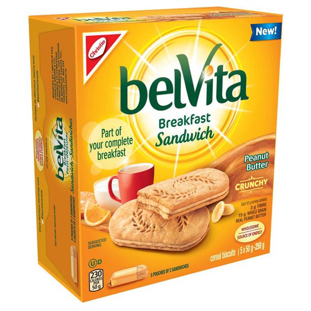 Biscuits sandwichs croquants pour petit-déjeuner de belVita au beurre d'arachide