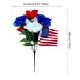 thumbnail image 3 of Bfogop Patriotic Artificial Flowers 1 Pcs 6 Branch Red White Blue Rose Tulip Flowers Memorial Day Flower Bouquet for 4th of July Independence Day Grave Home Table Decoration, 3 of 6