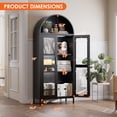 thumbnail image 2 of 73'' H Metal Arched Bookcase Cabinet with 3 LED Strips, Lockable Glass Door Display Cabinet for Living Room, Home Office, Black, 2 of 8