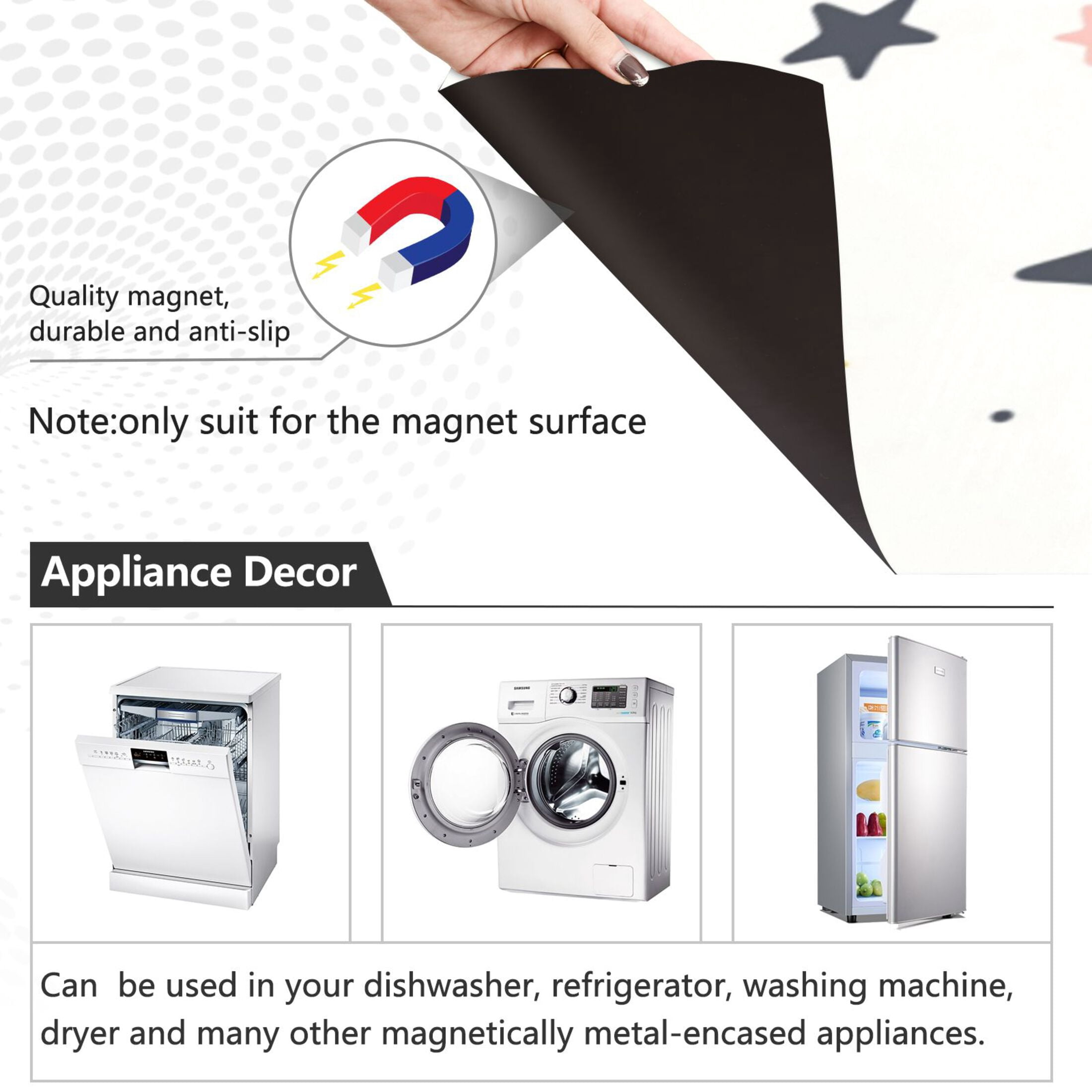 Dishwasher Magnetic Sticker 23x26 Inch Refrigerator Magnetic Sticker Washing Machine Magnetic Sticker Kitchen Panel Magnetic Sticker Home Decor Cartoon Colored Stars