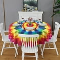 thumbnail image 2 of Colorful Rainbow Tie Dye Spiral Pattern Round Tablecloth 60"x60",Wrinkle Wipeable Table Cloth for Kitchen Dining Room Picnic Patio Party, 2 of 6