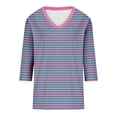 thumbnail image 4 of CONZONE Womens Summer T-Shirts 3/4 Sleeve T Shirts for Women Casual V Neck Striped Lightweight Tees Soft Cozy Dailywear, 4 of 4
