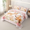 thumbnail image 3 of Manfei Cute Rabbit Twin Quilt Set,Woodland Animal Twin Coverlet Set,Pink,2-Piece, 3 of 7