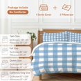 thumbnail image 6 of 3 Piece Blue White Plaid Duvet Cover Set Queen Size,Microfiber Comforter/Quilt Cover with Corner Ties and 2 Pillowcases,Gradient Geometric Buffalo Checkered All Season Bedding with Zipper Closure, 6 of 8